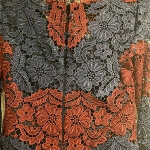 Blue and Maroon Lace Dress